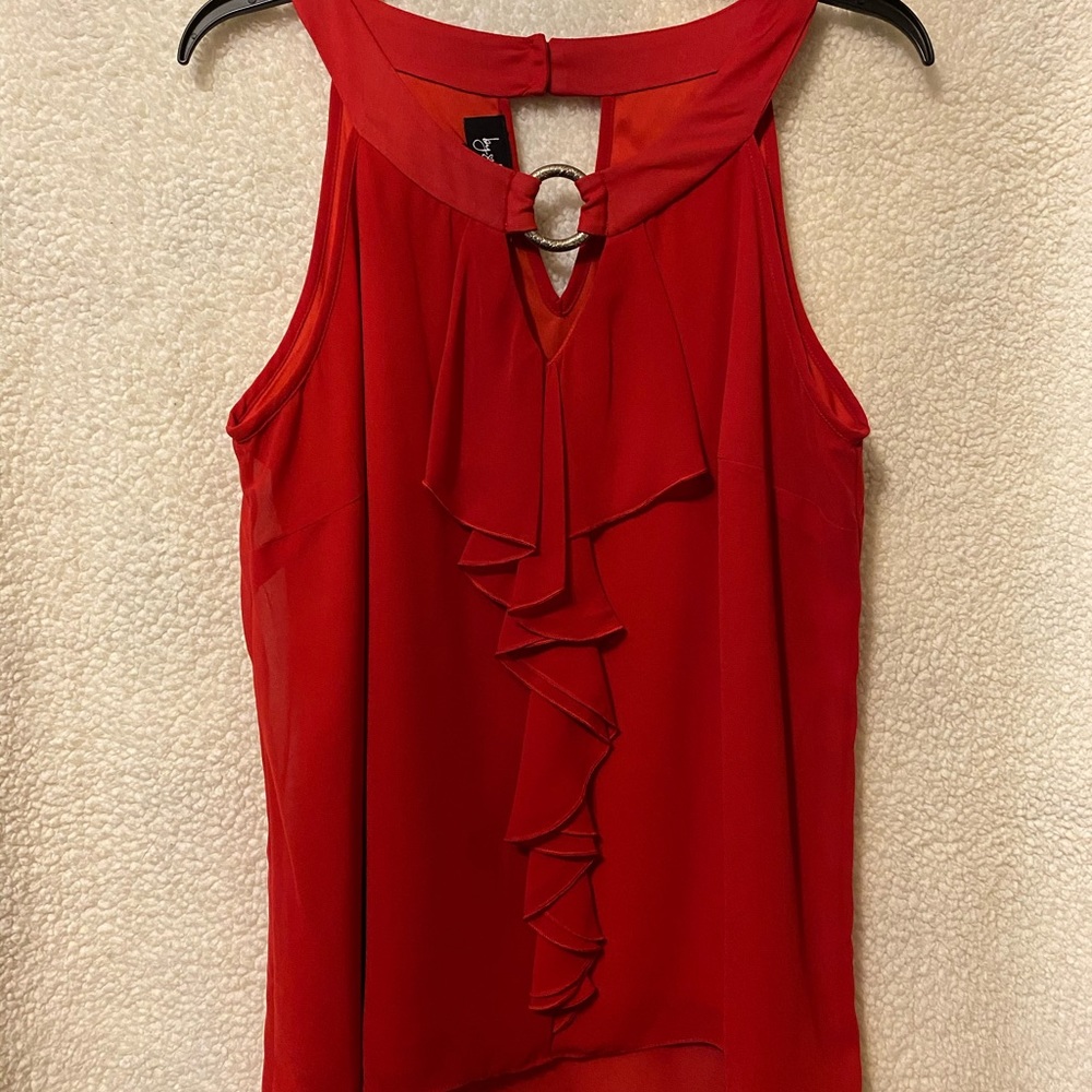Red Sleeveless Blouse